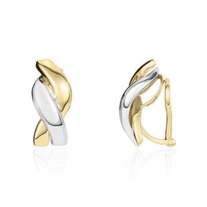 9ct Two Tone Gold Plait Twist Clip On Earrings