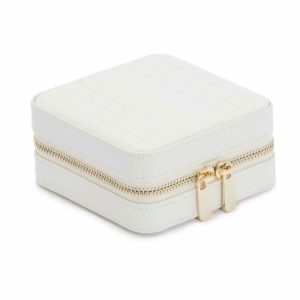 Maria Small Jewellery Zip Case - White