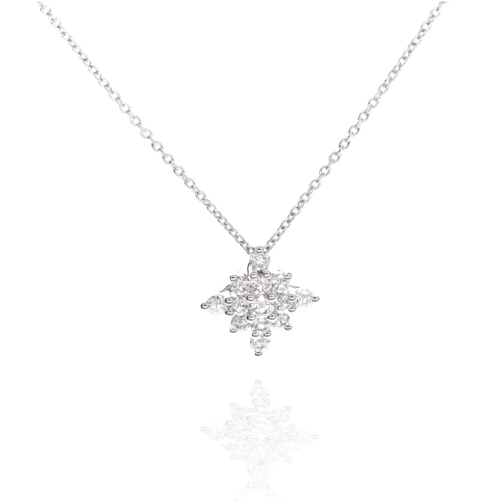 18ct White Gold Diamond Cluster Necklace