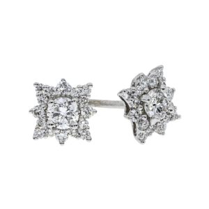 18ct White Gold Diamond Cluster Earrings