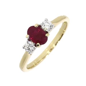 18ct Yellow and White Gold Ruby and Diamond Ring