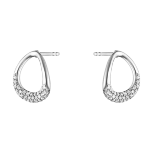 Georg Jensen Sterling Silver Diamond Offspring Earrings