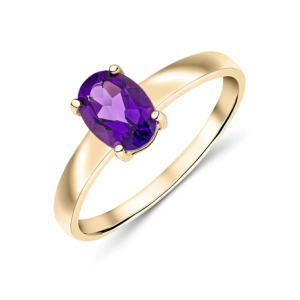 9ct Yellow Gold Oval Amethyst Ring