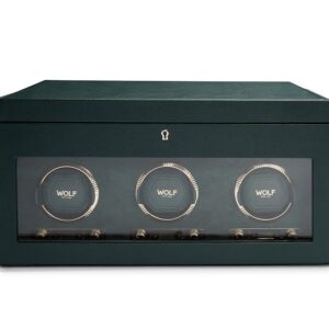 British Racing Green Triple Watch Winder with Storage - Green