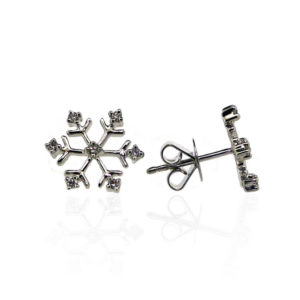 18ct White Gold Diamond Snowflake Earrings 0.14ct