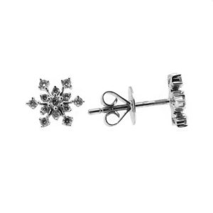 18ct White Gold Diamond Snowflake Earrings