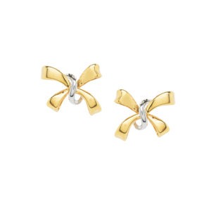 9ct Yellow & White Gold Bow Earrings