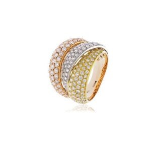 18ct Mixed Colour Gold Pave Set Diamond Ring