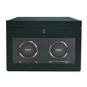 British Racing Double Watch Winder with Storage - Green