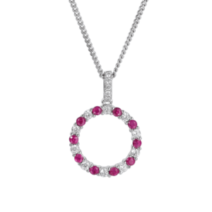 Sterling Silver Circle of Life Ruby Necklace