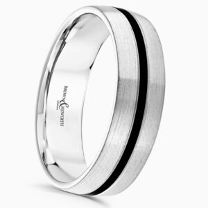 9ct White Gold  Enamel Wedding Band