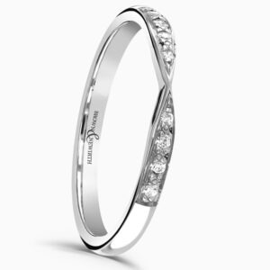 Platinum Crescent Diamond Bow Half Eternity Ring 0.05cts