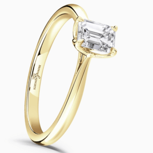 18ct Yellow Gold Emerald Cut Diamond Solitaire Ring
