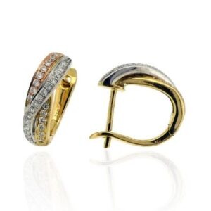 18ct Three Colour Gold Diamond Hoops 0.31ct