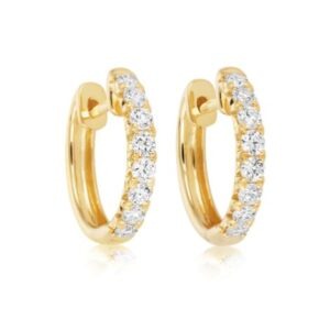 18ct Yellow Gold Half Diamond Hoop Earrings