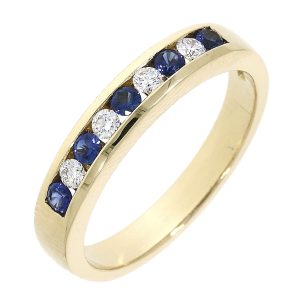 18ct Yellow Gold Sapphire and Diamond Channel Set Ring
