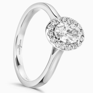 Platinum Honey Song Oval Diamond 0.30cts Cluster Ring