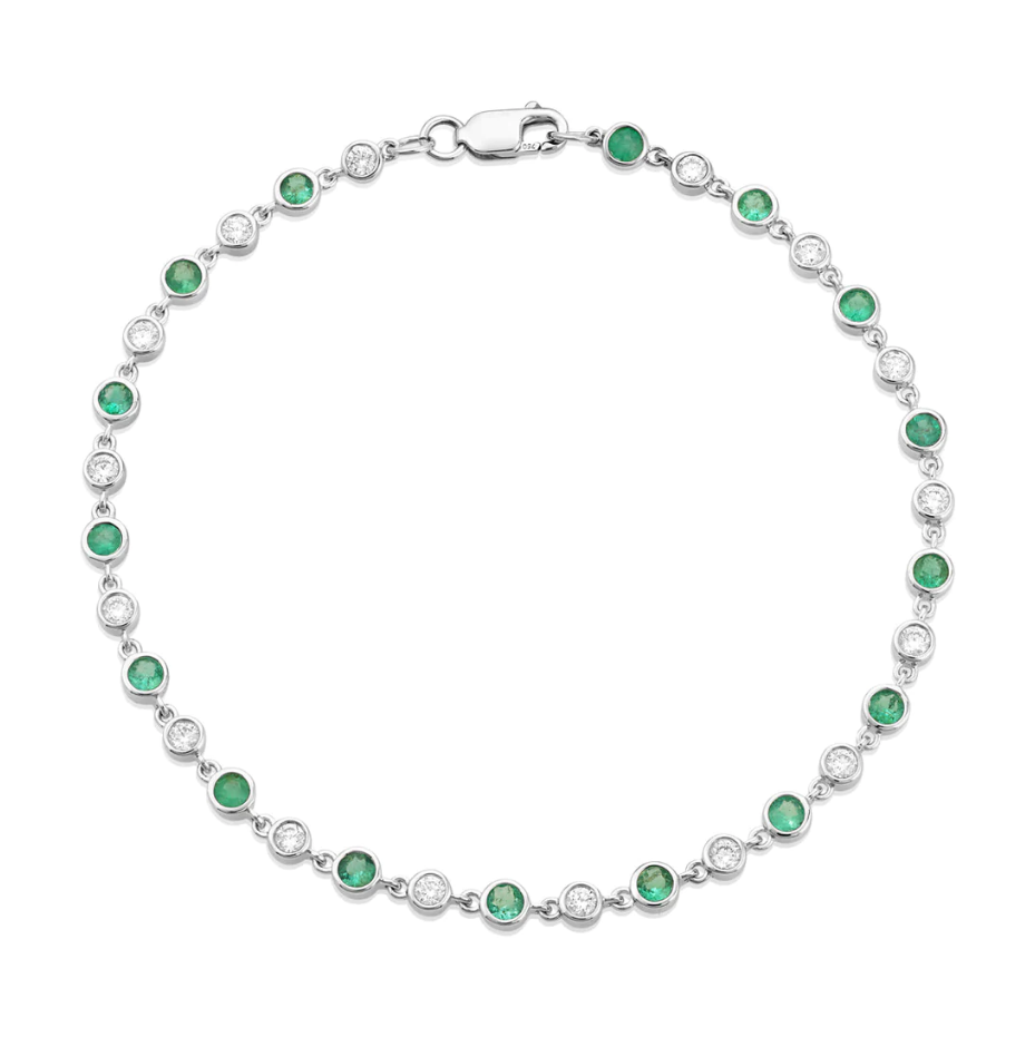 18ct White Gold Emerald and Diamond Bracelet