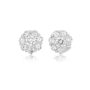 18ct White Gold Diamond Daisy Set Earrings