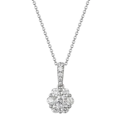 18ct White Gold Diamond Daisy Necklace