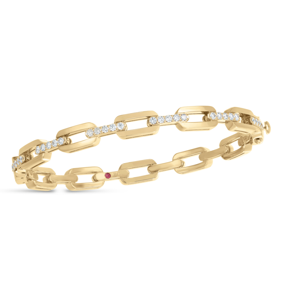 Roberto Coin 18ct Yellow Gold Navarra Diamond Bangle