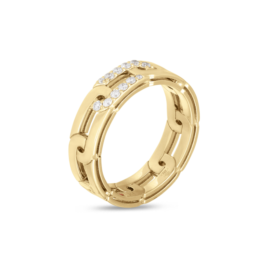 Roberto Coin 18ct Yellow Gold Navarra Diamond Ring