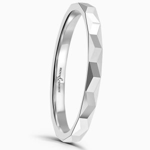 Platinum Facets Wedding Band 3mm