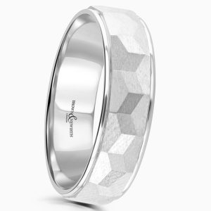 Platinum Facets Wedding Band 6mm
