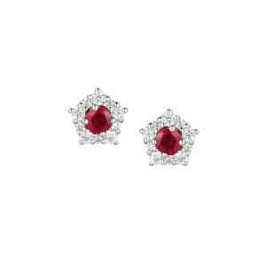 Sterling Silver Ruby & Cubic Zirconia Earrings