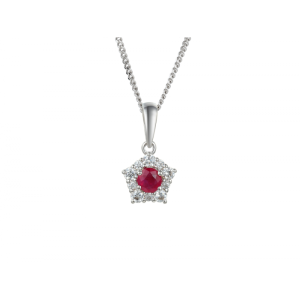 Sterling Silver Cubic Zirconia & Ruby Necklace