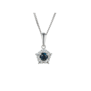 Sterling Silver Cubic Zirconia & Sapphire Necklace 