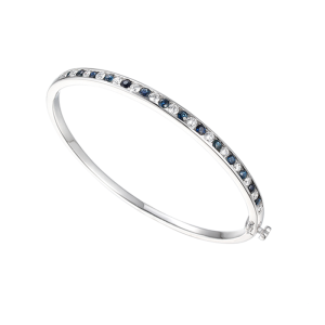 Sterling Silver Cubic Zirconia & Sapphire Bangle