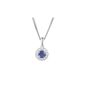 Sterling Silver Cubic Zirconia & Tanzanite Necklace