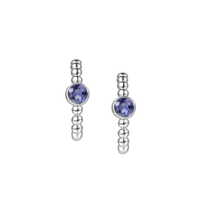 Sterling Silver Iolite Hoop Earrings