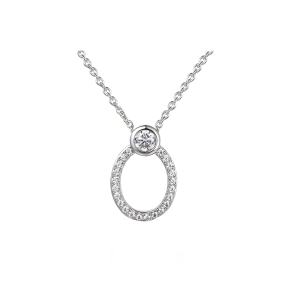 Sterling Silver Oval Cubic Zirconia Necklace