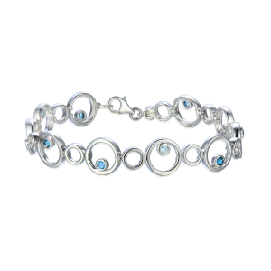 Sterling Silver Circle Blue Topaz Bracelet