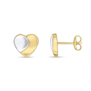 Gold heart stud earrings