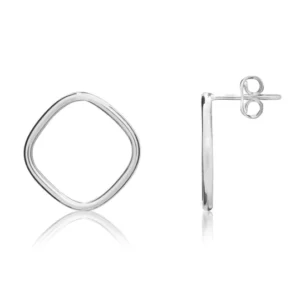 9ct White Gold Open Cushion Stud Earrings