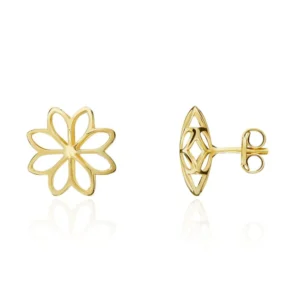 9ct Yellow Gold Open Flower Earrings