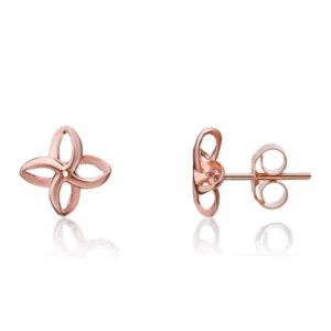 9ct Rose Gold Simple Flower Stud Earrings