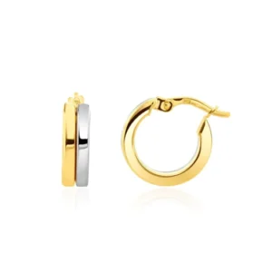 9ct White & Yellow Gold Two Row Hoop Earrings