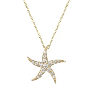 18ct Yellow Gold Diamond Starfish Necklace