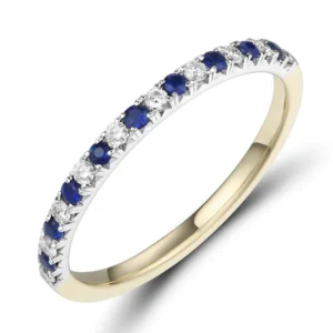 18ct Yellow & White Gold Sapphire & Diamond Half Eternity Ring