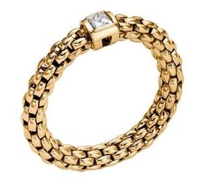 FOPE 18ct Yellow Gold Souls Flex'it Ring With Diamonds