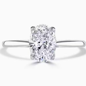 Oval Cut Laboratory Grown Diamond set in Platinum with 4 claw setting