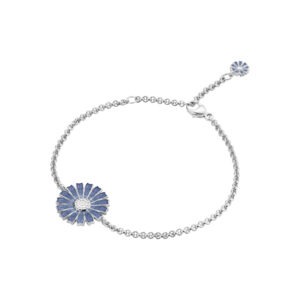Georg Jensen Sterling Silver Daisy Blue Enamel Bracelet