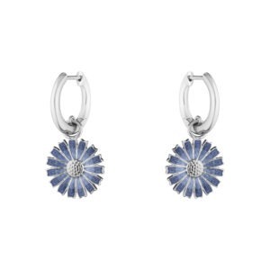 Daisy Earrings silver Blue enamel
