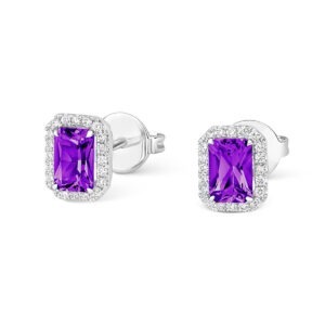 Tivon 18ct White Gold Amethyst And Diamond Earrings