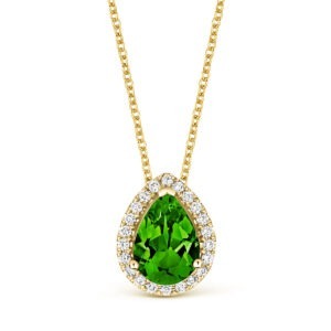 Tivon 18ct Yellow Gold Peridot And Diamond Pear Necklace