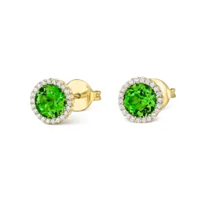 Tivon 18ct Yellow Gold Peridot And Diamond Round Earrings